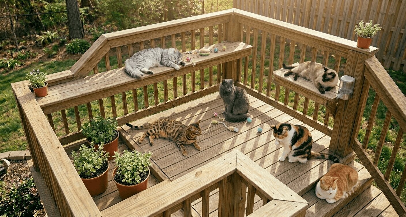 室内のキャットウォークだけで満足できますか？猫専用テラスも思いのまま